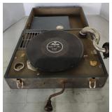 (Q) Silvertone Suitcase Record Player with Record