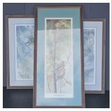 (W) Lot Of Three Framed Bird Prints: Two Winter