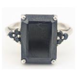 Vintage Sterling Emerald Cut Black Onyx