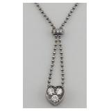 Sterling Heart Lariat White Sapphire