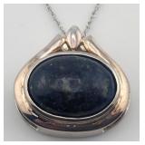 Sterling Vintage Lapis Pendant NecklaceNice