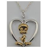 Sterling Lenox Tweety Bird Two Tone Pendant
