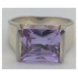 Vintage Sterling Modernist Princess Cut Amethyst