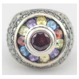 Sterling Multi-Cut/Stone Garnet Center