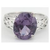 Sterling Oval Cut Purple Amethyst Solitaire