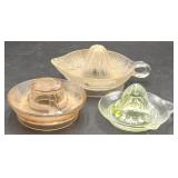 (O) Colored & Clear Glass Juice Reamers, Largest