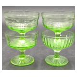 (O) Uranium Ribbed & Beveled Footed Glasses, 3"