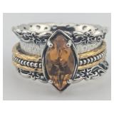 Sterling & 14K Gold Marquis Citrine Spinner