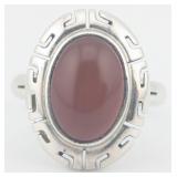 Sterling Southwestern Cabochon Carnelian Bezel