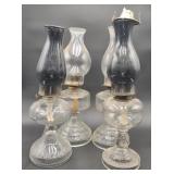 (O) Glass Hurricane Oil Lamps, 18.5" *Bidding