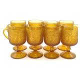 (O) Amber Tiara Indiana Glass Goblets, 6"