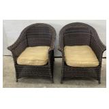 (K) Outdoor Wicker Chairs With Cushions. 34 By
