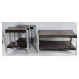 (K) Wooden Table and 2 End Tables