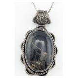 Vintage tage Sterling Oval Cabochon Black