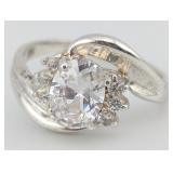 Sterling Oval Cut White Sapphire Swirl