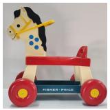 (O) Vintage 1976 Fisher Price Ride on Pull Horse
