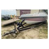 (L) 1987 Baja Force 265 Speed Boat with Trailer