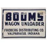 Vtg. NOS Valparaiso IN Booms Wagon Unloader Sign