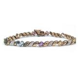 (KC) Sterling Silver Gold Tone Bracelet