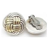 (KC) Sterling Silver Modernist Clip on Earrings