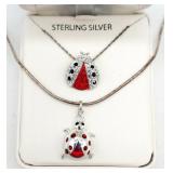 (E) Two (2)  Sterling Silver Ladybug Necklaces