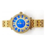 (KD) Judith Ripka Gold Tone Blue London Watch