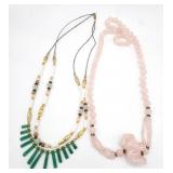 (AB)  Two Carved Jadeite Neckaces