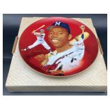 (J) Hank Aaron signature issue collectors plate