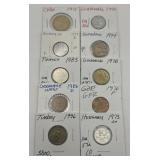 (F) 10 Carded Foreign Coins
