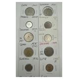 (F) 10 Carded Foreign Coins