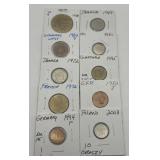 (F) 10 Carded Foreign Coins
