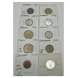 (F) 10 Carded Foreign Coins