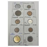 (F) 10 Carded Foreign Coins