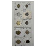 (F) 10 Carded Foreign Coins
