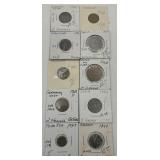 (F) 10 Carded Foreign Coins