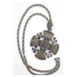(S) Jeruselem Jordan Silver Cross Necklace