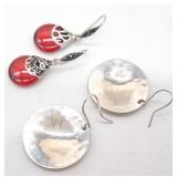 (AB) Sterling Silver Earrings, Garnet.