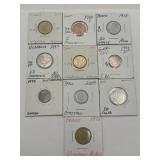 (F) 10 Carded Foreign Coins