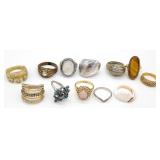 (G) Twelve (12) Costume Rings, Size 9+