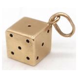 (S) 14K Yellow Gold Lucky Dice Pendant