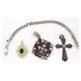 (ZA) Three Sterling silver pendants & Bracelet