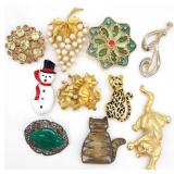 (S) Ten Brooches & Pins Fashion Jewelry
