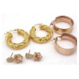 (AB) Three Pair of Sterling Gold Tone Earrings