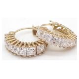 (AB) 14K Yellow Gold CZ Hoop Earrings
