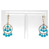 (AB) 14K Yellow Gold Turquoise Earrings