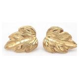 (AB) 14K Yellow Gold Leaf Earrings