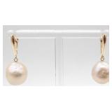(AB) 14K Yellow Gold Pearl Drop Earrings