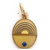 (M) 14K Yellow Gold Sapphire Pendant