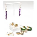 (AB) Fashion Earrings Amethyst & Quartz