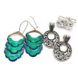 (AB) Three Pair of Sterling Silver Earrings